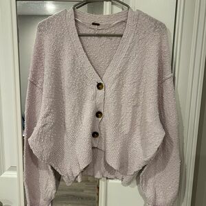 Free People Textured Cardigan - Soft Pink